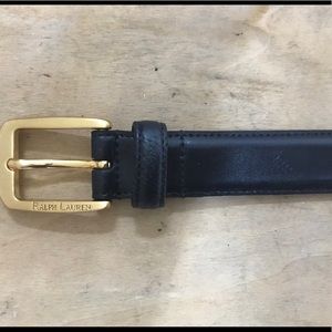 Navy Leather Ralph Lauren Belt (Small)